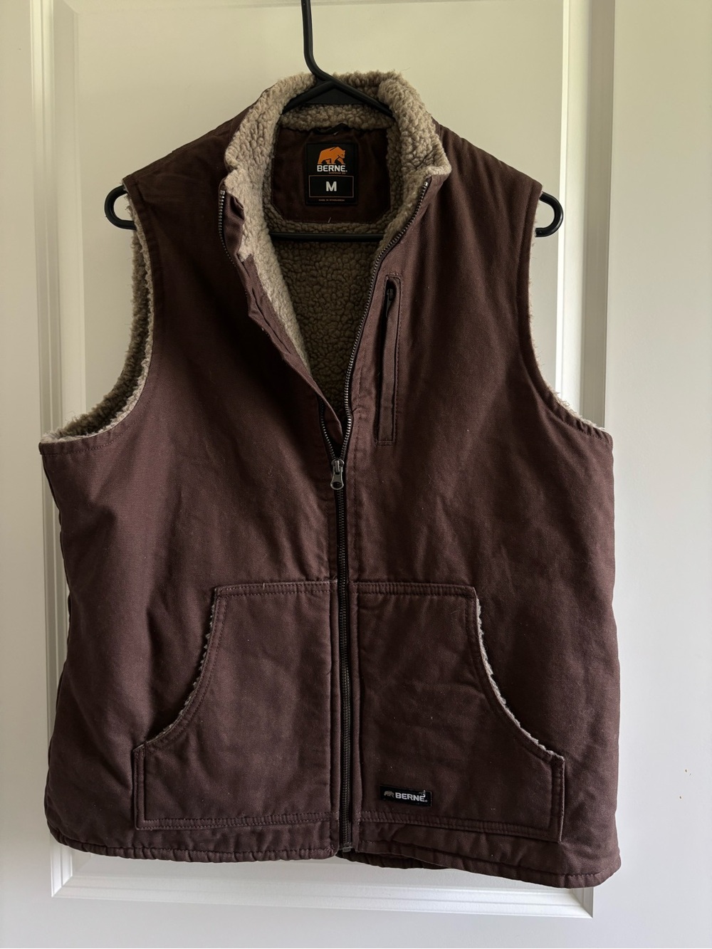 Berne Men's Brown Sherpa-Lined Work Vest